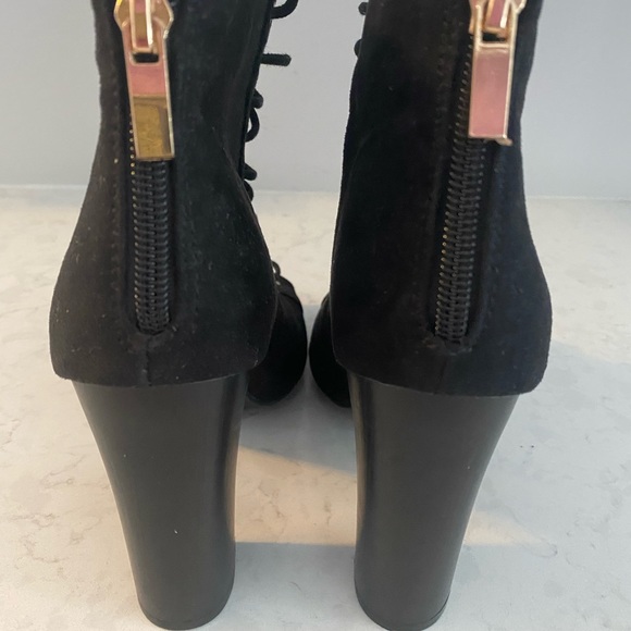 NWOT Bamboo Suede Lace up Block heels - Picture 5 of 7